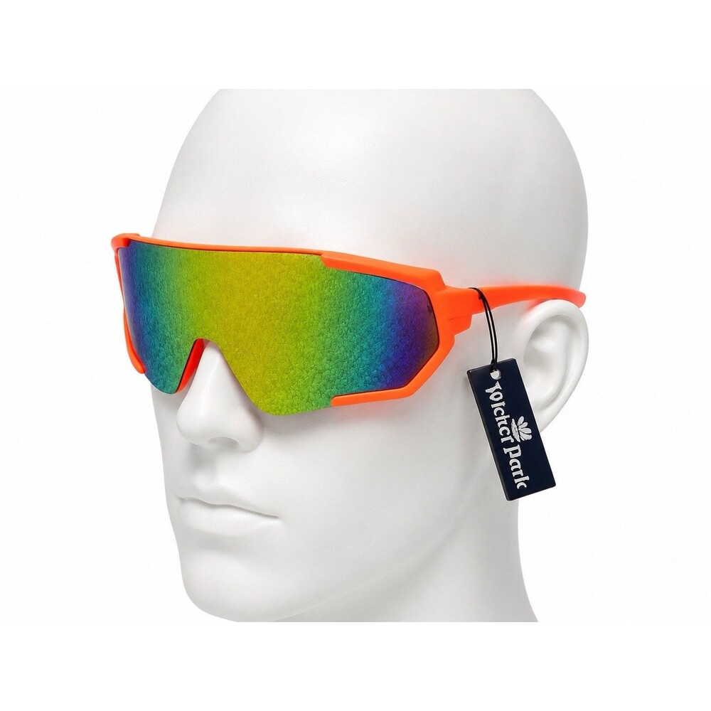Shield Sport Sunglasses Neon Orange Rainbow Mirror Wrap Pit Viper Style UV